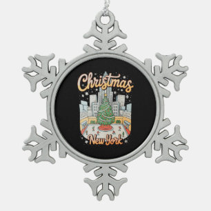 Kerstmis New York NY Xmas Reis Vakantie Seizoen Tin Sneeuwvlok Ornament