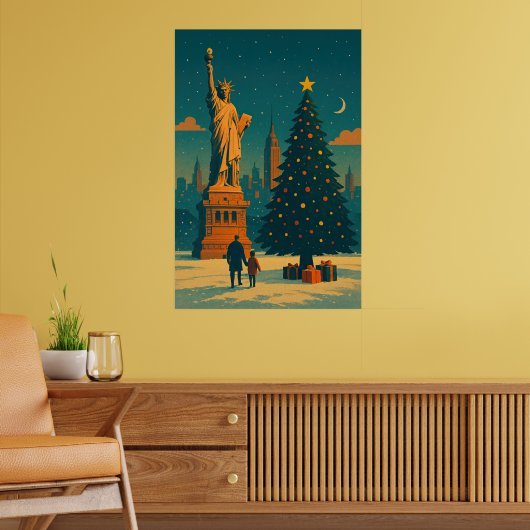 Kerstmis New York – Standbeeld van de Vrijheid Poster (Woonkamer 2)