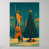 Kerstmis New York – Standbeeld van de Vrijheid Poster (Voorkant)