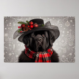Kerstmis Newfie Dame Vakantieposter Poster