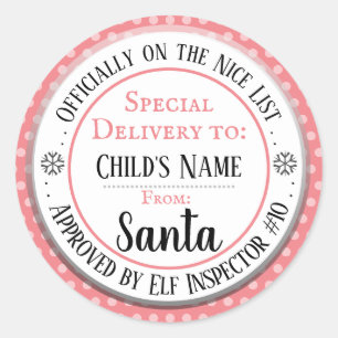 Kerstmis Nice List Officiële Aangepaste Naam Ronde Sticker