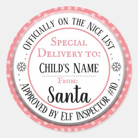 Kerstmis Nice List Officiële Aangepaste Naam Ronde Sticker (Voorkant)