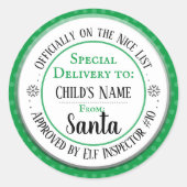 Kerstmis Nice List Officiële Aangepaste Naam Ronde Sticker (Voorkant)