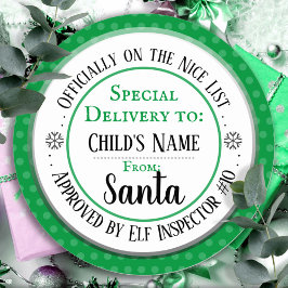Kerstmis Nice List Officiële Aangepaste Naam Ronde Sticker