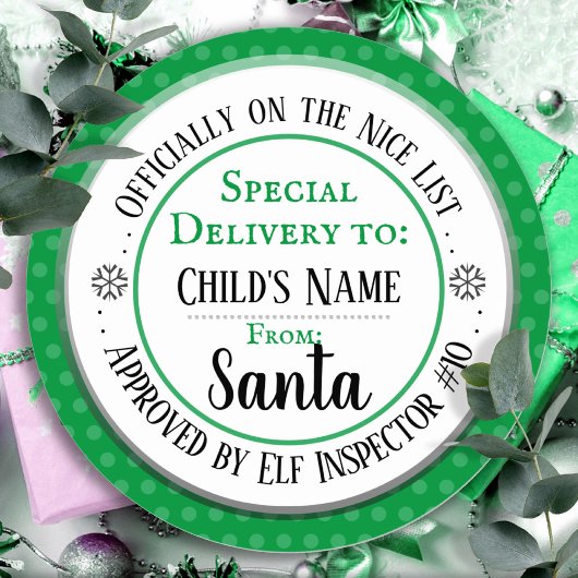 Kerstmis Nice List Officiële Aangepaste Naam Ronde Sticker