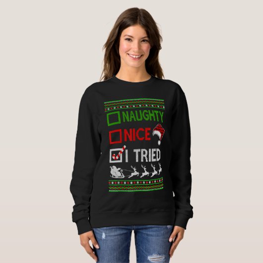 Kerstmis Nice Naughty, ik heb de Ugly Sweater Sant (Voorkant volledig)