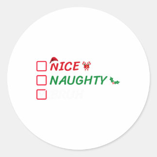 Kerstmis Nice Ondeugend Bruh Grappige Kerstman Lij Ronde Sticker