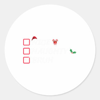 Kerstmis Nice Ondeugend Bruh Grappige Kerstman Lij Ronde Sticker