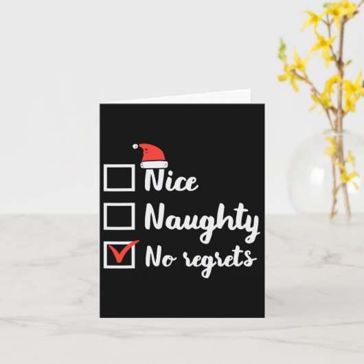 Kerstmis Nice Ondeugend Geen Spijt Grappige Kerstm Kaart (Gele Bloem)