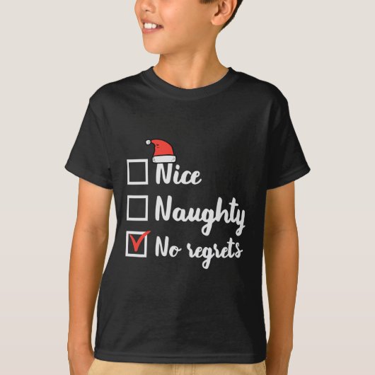 Kerstmis Nice Ondeugend Geen Spijt Grappige Kerstm T-shirt (Voorkant)