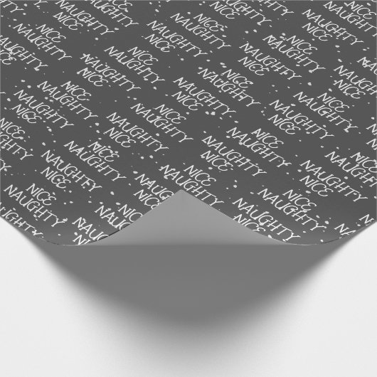 Kerstmis NICE ONDEUGEND Tekst op Grijs Cadeaupapier (Hoek)