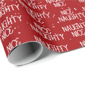 Kerstmis NICE ONDEUGENDE Tekst op Rood Cadeaupapier (Rol Hoek)