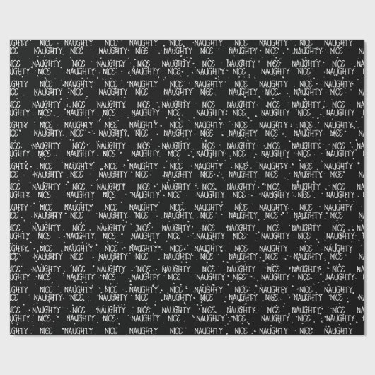 Kerstmis NICE ONDEUGENDE Tekst op Zwart Cadeaupapier (Vlak)