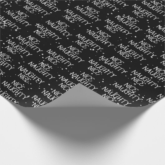 Kerstmis NICE ONDEUGENDE Tekst op Zwart Cadeaupapier (Hoek)