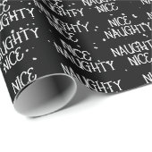 Kerstmis NICE ONDEUGENDE Tekst op Zwart Cadeaupapier (Rol Hoek)