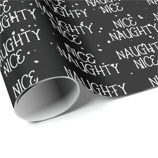 Kerstmis NICE ONDEUGENDE Tekst op Zwart Cadeaupapier (Rol Hoek)