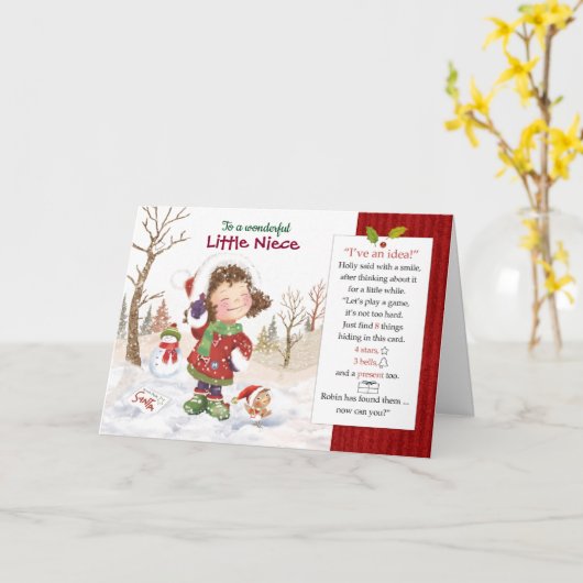 Kerstmis, Nicht. Vind 8 dingen verborgen Kaart (Gele Bloem)