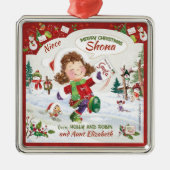 Kerstmis, Niece, Santa's Letter, Metalen Ornament (Voorkant)