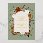 Kerstmis niet-fotoelegante vlek floral folie feestdagenkaart (Voorkant)