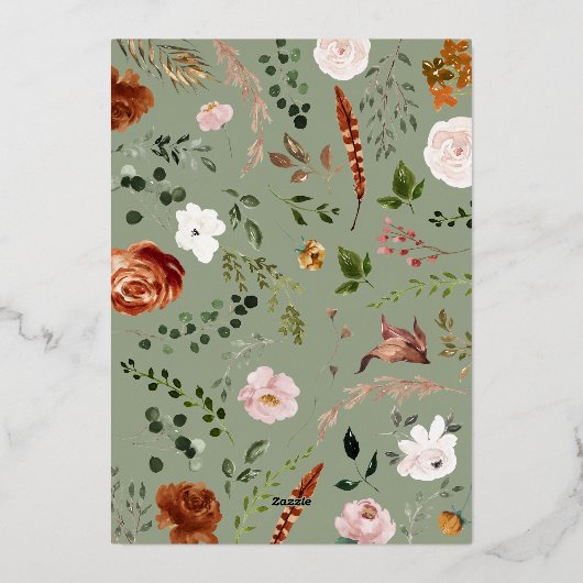 Kerstmis niet-fotoelegante vlek floral folie feestdagenkaart (Achterkant)