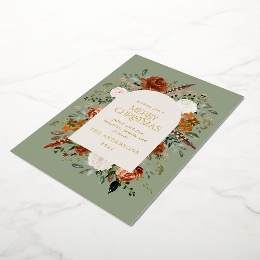 Kerstmis niet-fotoelegante vlek floral folie feestdagenkaart (Gedraaid)