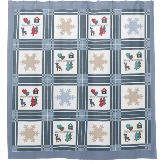 Kerstmis, nieuw jaar, herten, winter douchegordijn (Voorkant)