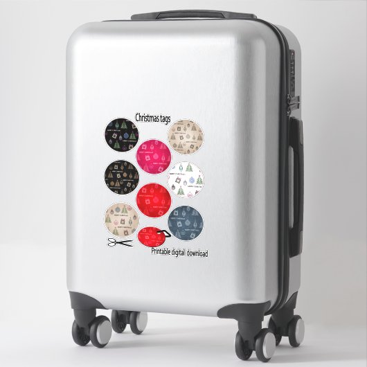 Kerstmis, nieuw jaar, retro, sticker (Koffer)