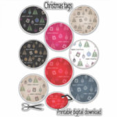 Kerstmis, nieuw jaar, retro,  sticker (Voorkant)