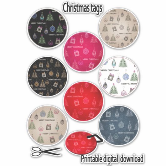 Kerstmis, nieuw jaar, retro, sticker (Voorkant)