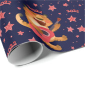 Kerstmis/nieuw jaar tijgerwerkpapier cadeaupapier (Rol Hoek)