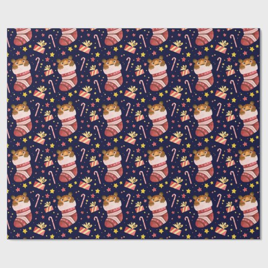 Kerstmis/nieuw jaar tijgerwerkpapier cadeaupapier (Vlak)