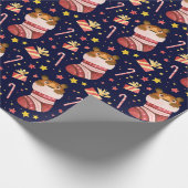 Kerstmis/nieuw jaar tijgerwerkpapier cadeaupapier (Hoek)