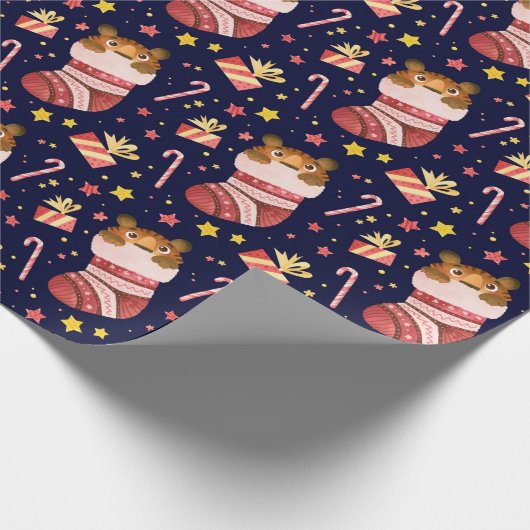 Kerstmis/nieuw jaar tijgerwerkpapier cadeaupapier (Hoek)