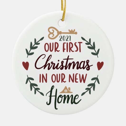 Kerstmis nieuwe startversiering keramisch ornament (Voorkant)