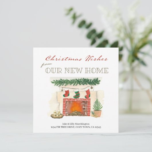 Kerstmis: nieuwe thuisFireplace-vakantie Aankondiging (Staand voorkant)