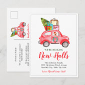 Kerstmis: nieuwe uren thuisvakantie aankondigingskaart (Voorkant / Achterkant)