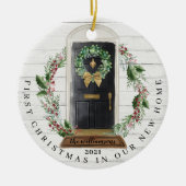 Kerstmis - Nieuwe Waterverf voor thuisgebruik - Zw Keramisch Ornament (Voorkant)