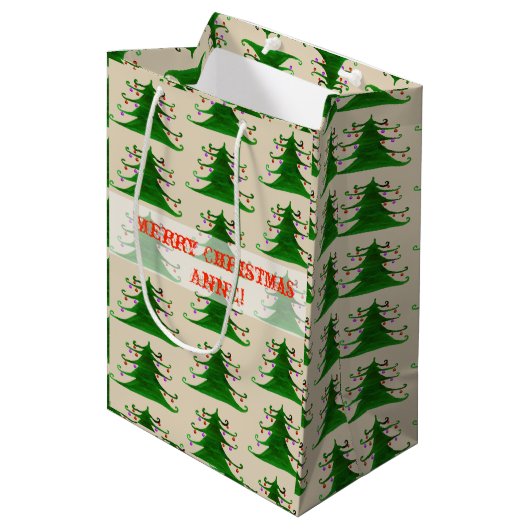 Kerstmis, Nieuwjaar Gift Bag Medium Cadeauzakje (Voorkant Gekanteld)