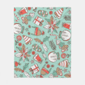 Kerstmis Nieuwjaar:  Hand getrokken Fleece Deken (Voorkant)