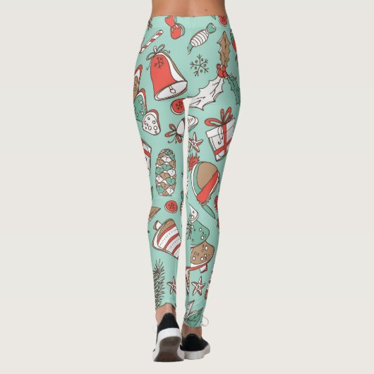 Kerstmis Nieuwjaar:  Hand getrokken Leggings (Achterkant)
