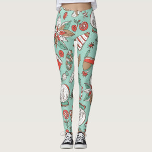 Kerstmis Nieuwjaar: Hand getrokken Leggings