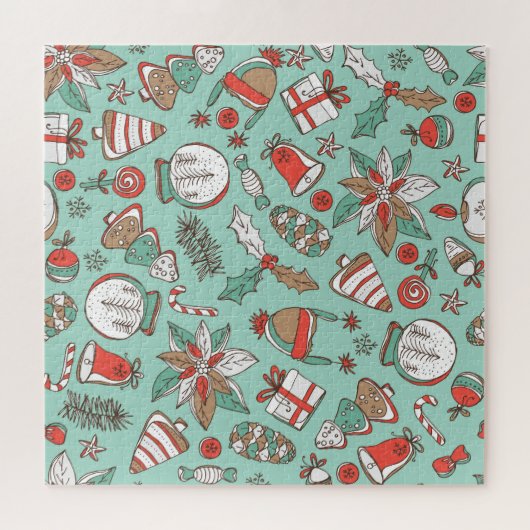 Kerstmis Nieuwjaar:  Hand getrokken Legpuzzel (Horizontaal)