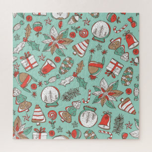 Kerstmis Nieuwjaar: Hand getrokken Legpuzzel
