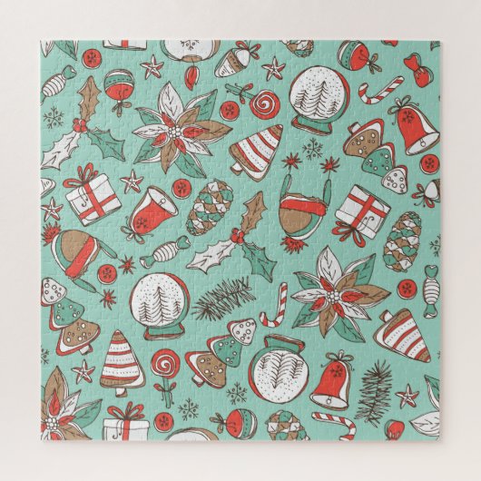 Kerstmis Nieuwjaar:  Hand getrokken Legpuzzel (Verticaal)