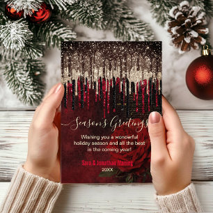 Kerstmis Nieuwjaar rode bloem goud glitter druppel