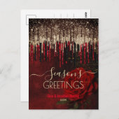 Kerstmis Nieuwjaar rode bloem goud glitter druppel Briefkaart (Voorkant / Achterkant)