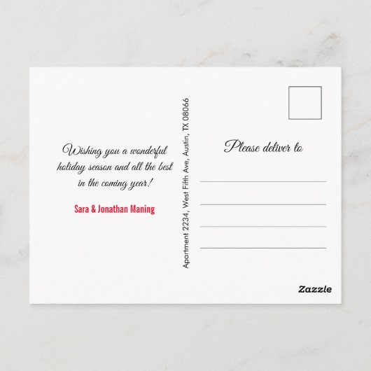 Kerstmis Nieuwjaar rode bloem goud glitter druppel Briefkaart (Achterkant)