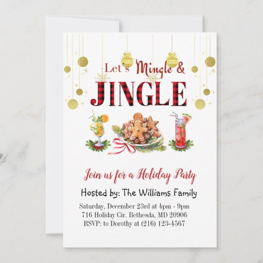 Kerstmis & Nieuwjaar uitnodigingskaart Feestdagenkaart (Voorkant)