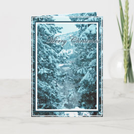 Kerstmis, Nieuwjaar, Vakantie - met sneeuw bedekte Feestdagen Kaart