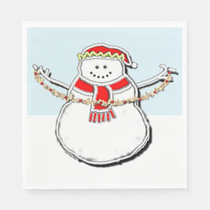 Kerstmis Nieuwjaarsdag Sneeuwman Servet